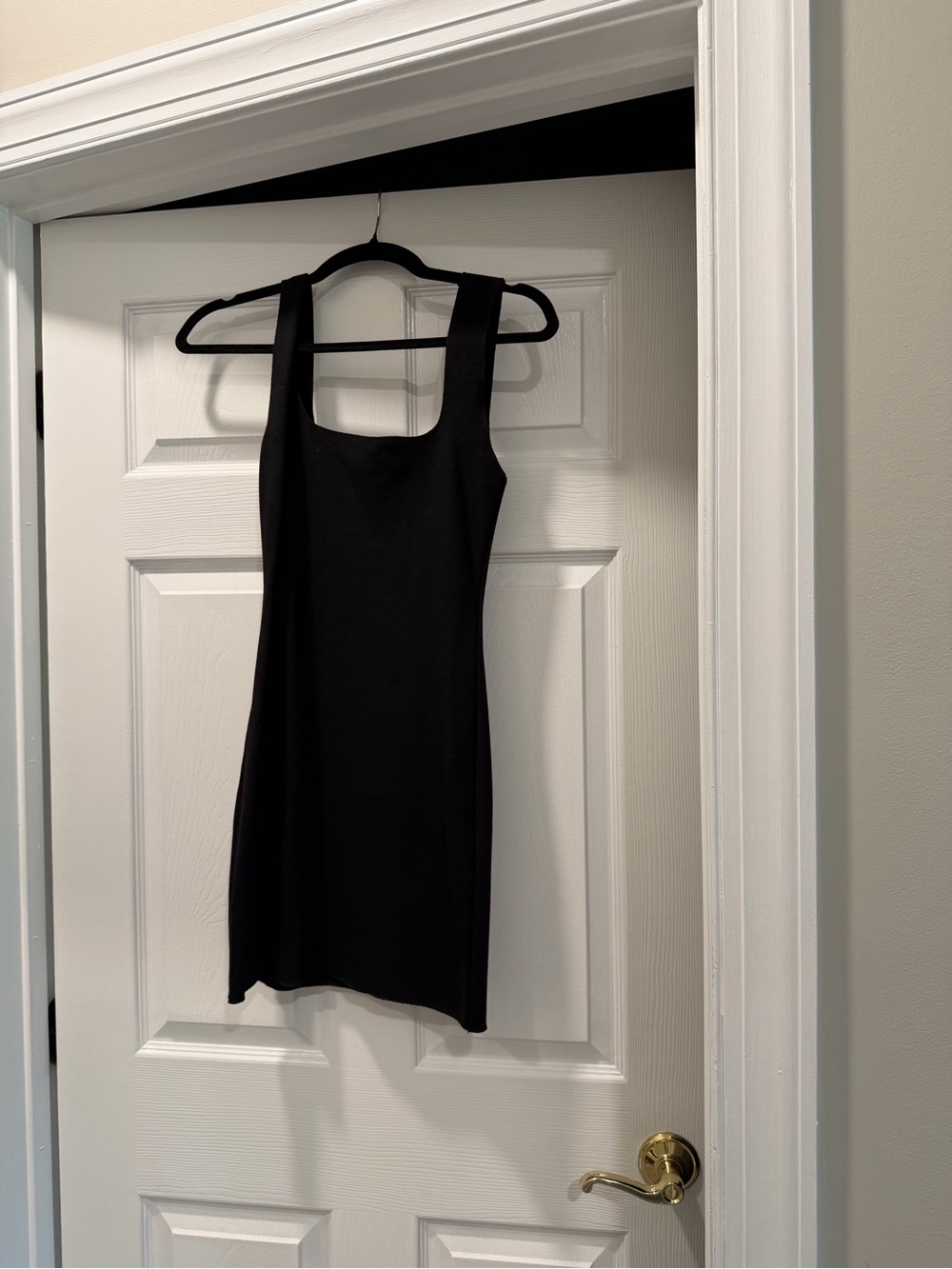 Zara Black Square-Neck Bodycon Dress